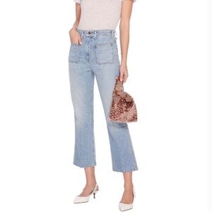KHAITE Rachel Patch Pocket Crop Flare Jeans Sz 27 *flaw*